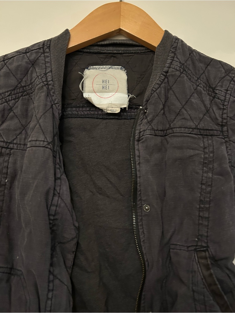 Anthropologie Hei Hei‎ Itinerary Quilted Charcoal Grey Boho Crop Bomber